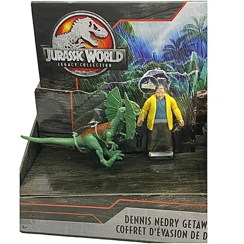 Jurassic World Nedry Getaway Pack with Jeep & Dilophosaurus Action Figures